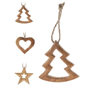 Украшение подвесное (дерево), 10х10см, в асс., 36 шт/уп, натуральный в интернет-магазине флористических аксессуаров Азалия Декор