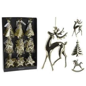 Украшение подвесное (пластик), 10х10,5х2 в асс., золотой в интернет-магазине флористических аксессуаров Азалия Декор