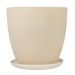 Цв. горшок с поддоном Деним (бетон), D25xH23см, 8л, белый в интернет-магазине флористических аксессуаров Азалия Декор