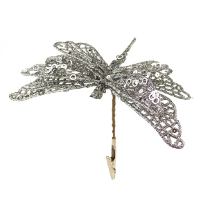 Стрекоза с глиттером на прищепке, 17х13см, темно-серый в интернет-магазине флористических аксессуаров Азалия Декор