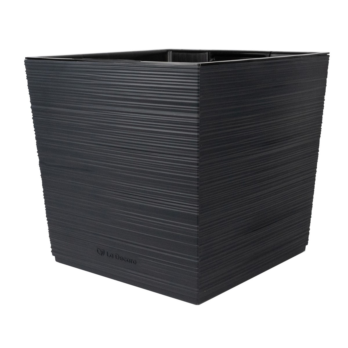 Кашпо квадратное со вставкой Ля Декоро (пластик), 32х32xH30,5см, 19л, антрацитовый в интернет-магазине флористических аксессуаров Азалия Декор