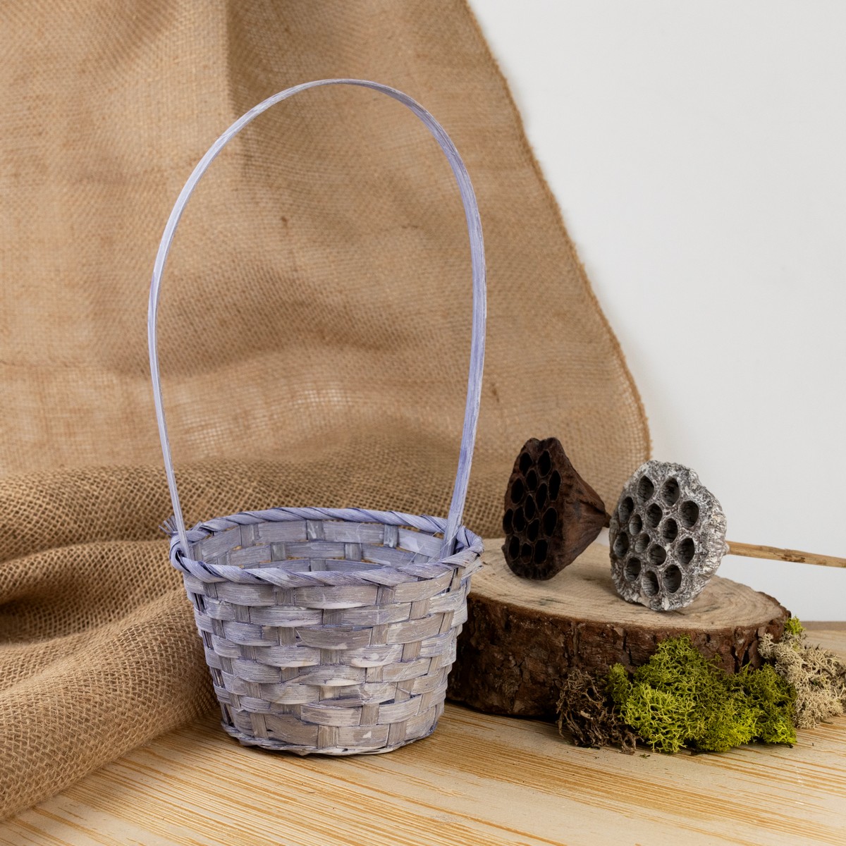 Корзина плетеная (бамбук), D15х9хH31см, сиреневый в интернет-магазине флористических аксессуаров Азалия Декор