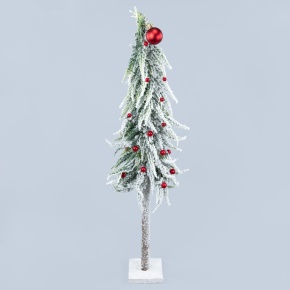 Ель искусств. заснеж. с шариками, Н63х15х15см, зеленый/красный в интернет-магазине флористических аксессуаров Азалия Декор