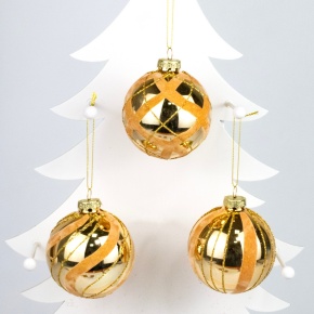 Украшение подвесное Шар (стекло), D8см, в асс., золотой в интернет-магазине флористических аксессуаров Азалия Декор