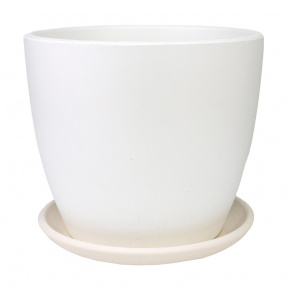 Цв. горшок с поддоном Грэй (бетон), D25xH23,5см, 8л, белый в интернет-магазине флористических аксессуаров Азалия Декор