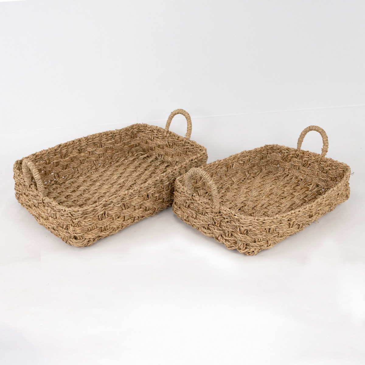 Набор корзин плетеных 2шт. (растительный материал), 39х29xH9см, натуральный в интернет-магазине флористических аксессуаров Азалия Декор