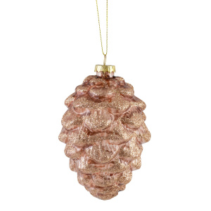 Украшение подвесное Шишка с глиттером (стекло), 8,5х12,5см, коричневый в интернет-магазине флористических аксессуаров Азалия Декор