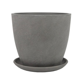 Цв. горшок с поддоном Замша (бетон), D18xH15см, 2,15л, серый в интернет-магазине флористических аксессуаров Азалия Декор