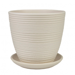 Цв. горшок с поддоном Халва (керамика), D11,5xH10,5см, 0,7л, белый в интернет-магазине флористических аксессуаров Азалия Декор