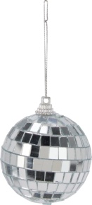 Украшение подвесное Шар (пенопласт/стекло), D5,5см, серебряный в интернет-магазине флористических аксессуаров Азалия Декор