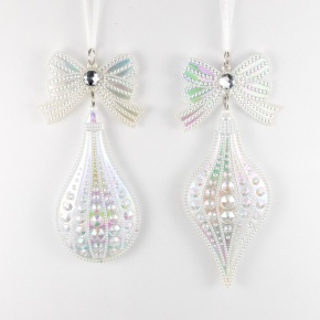 Украшение подвесное Капля (пластик), 17х8см, в асс., перламутровый в интернет-магазине флористических аксессуаров Азалия Декор