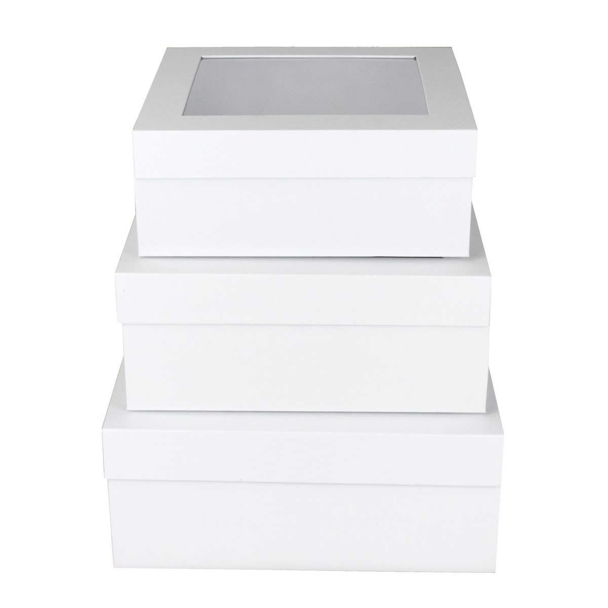 Набор коробок подарочных квадратных 3шт., 26,5х25,5хН11,2см, белый в интернет-магазине флористических аксессуаров Азалия Декор