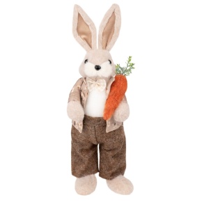 Сувенир Заяц (пенопласт/текстиль), H39x11x14см, кремовый/коричневый в интернет-магазине флористических аксессуаров Азалия Декор