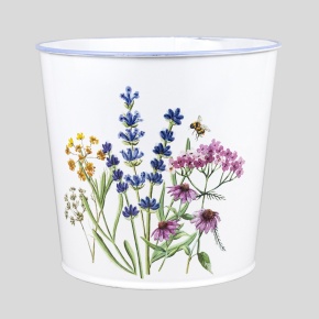 Кашпо Полевые цветы (металл), D15xH13,5см, белый в интернет-магазине флористических аксессуаров Азалия Декор