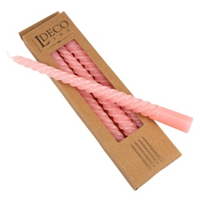 Набор свечей столовых Спираль 4шт., 25см, розовый в интернет-магазине флористических аксессуаров Азалия Декор