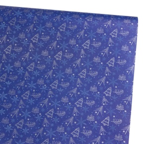 Бумага упаковочная крафт Елочки 60гр, 68 см 10 м, синий в интернет-магазине флористических аксессуаров Азалия Декор