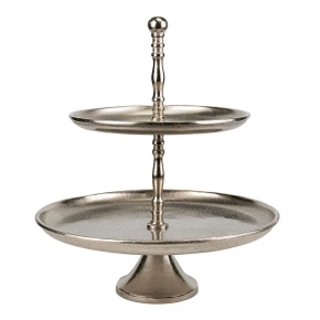 Подставка 2 яруса круглая (металл), Н40хD34см, серебряный в интернет-магазине флористических аксессуаров Азалия Декор
