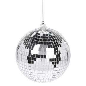 Украшение подвесное Шар (пенопласт/стекло), D12см, серебряный в интернет-магазине флористических аксессуаров Азалия Декор