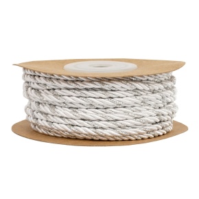 Шнур декоративный 3 мм 10 м, белый/серебряный в интернет-магазине флористических аксессуаров Азалия Декор
