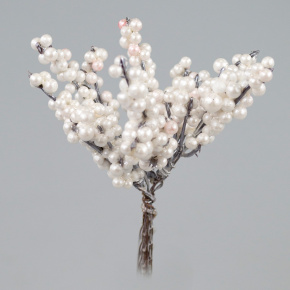 Набор веток с ягодами на вставках 6шт., L16см, белый в интернет-магазине флористических аксессуаров Азалия Декор