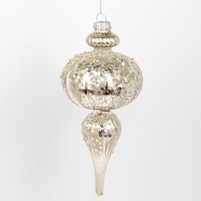 Украшение подвесное со стразами (стекло), Н19х8х8см, серебряный в интернет-магазине флористических аксессуаров Азалия Декор