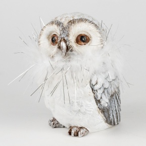 Сувенир Совенок (полирезин), Н15,5х11х11см, белый в интернет-магазине флористических аксессуаров Азалия Декор