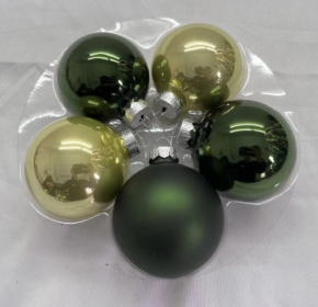 Набор шаров 6шт. в тубе (стекло), D8см, в асс., зел./сал. в интернет-магазине флористических аксессуаров Азалия Декор