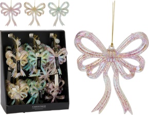 Украшение подвесное Бант (пластик), 13х11см, цв. в асс. в интернет-магазине флористических аксессуаров Азалия Декор