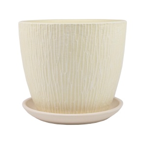 Цв. горшок с поддоном Маракуйя (бетон), D18xH15см, 2,15л, белый в интернет-магазине флористических аксессуаров Азалия Декор