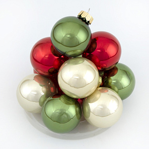 Набор шаров 12 шт. в тубе (стекло), D4см, микс зел./красн. в интернет-магазине флористических аксессуаров Азалия Декор