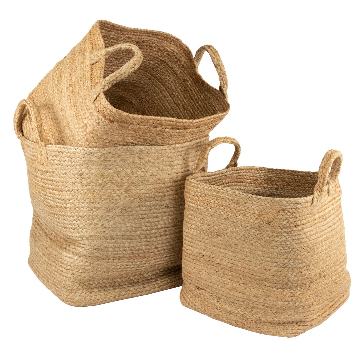 Набор корзин плетеных 3шт. (джут), 37х37xH37см, натуральный в интернет-магазине флористических аксессуаров Азалия Декор