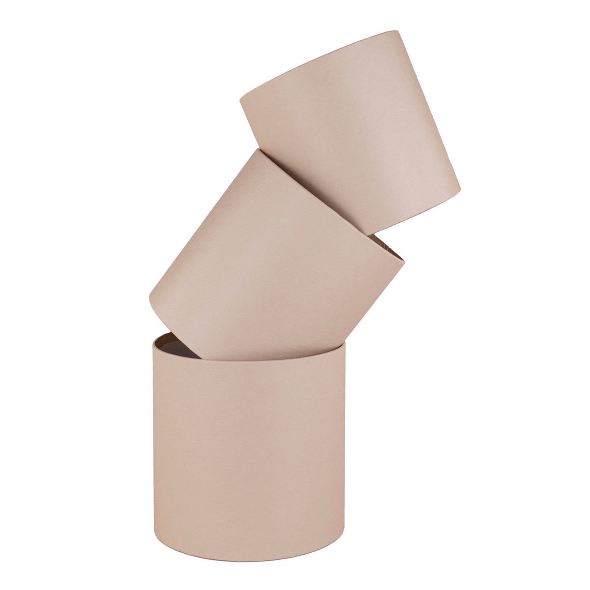 Набор коробок подарочных круглых без крышки 3шт., D16xH16 см, кремовый в интернет-магазине флористических аксессуаров Азалия Декор