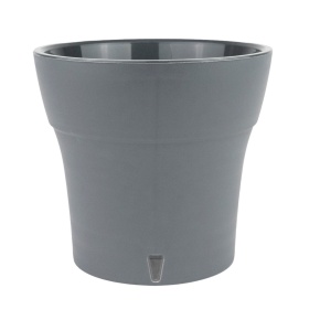 Кашпо со вставкой Дали Софт (пластик), D19,5xH17,5см, 3,5л, антрацитовый в интернет-магазине флористических аксессуаров Азалия Декор