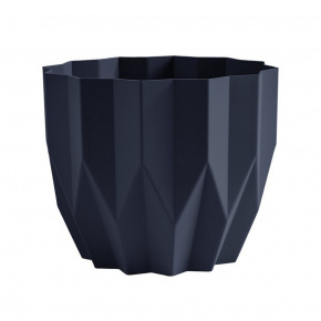 Кашпо Геометрия (пластик), D13xH16см, 0,8л, антрацитовый в интернет-магазине флористических аксессуаров Азалия Декор