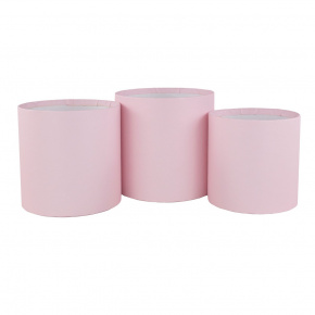 Набор коробок подарочных круглых без крышки 3шт., D16xH16 см, светло-розовый в интернет-магазине флористических аксессуаров Азалия Декор