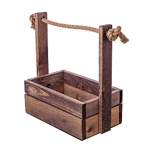 Корзина (дерево), 20х12х23см, состаренный дуб в интернет-магазине флористических аксессуаров Азалия Декор