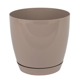 Цв. горшок с поддоном Тоскана круглый (пластик), D15xH14,5см, 2,2л, серо-коричневый в интернет-магазине флористических аксессуаров Азалия Декор