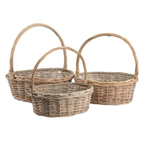 Набор корзин плетеных 3шт. (ива), 42x36x15xH43см, серый в интернет-магазине флористических аксессуаров Азалия Декор