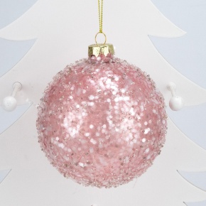 Украшение подвесное Шар (стекло), D10см, розовый в интернет-магазине флористических аксессуаров Азалия Декор