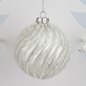 Украшение подвесное Шар (стекло), D8см, белый в интернет-магазине флористических аксессуаров Азалия Декор