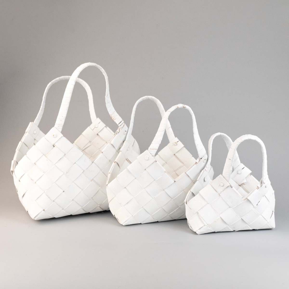 Набор корзин плетеных Сумка 3шт. (секвойя), 28x18x19xН30см, отбеленный в интернет-магазине флористических аксессуаров Азалия Декор