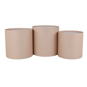 Набор коробок подарочных круглых без крышки 3шт., D16xH16 см, кремовый в интернет-магазине флористических аксессуаров Азалия Декор