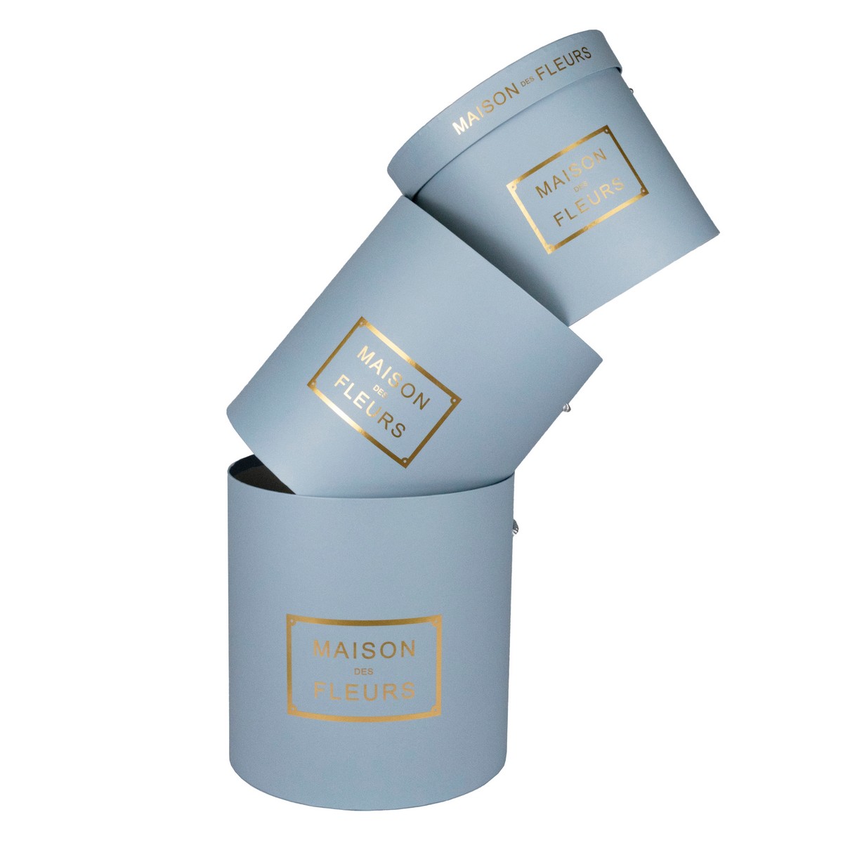 Набор коробок подарочных круглых 3шт., D24xH24см, голубой в интернет-магазине флористических аксессуаров Азалия Декор