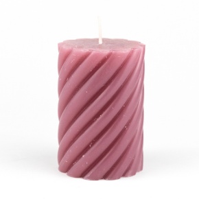 Свеча-столбик Спираль, H10xD7см, розовый в интернет-магазине флористических аксессуаров Азалия Декор