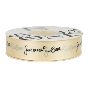 Лента Forever love (полиэстер), 25 мм 30,1 м, кремовый в интернет-магазине флористических аксессуаров Азалия Декор