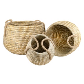 Набор корзин плетеных 3шт. (растительный материал), D43xH36см, натуральный в интернет-магазине флористических аксессуаров Азалия Декор