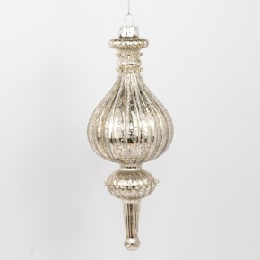 Украшение подвесное со стразами (стекло), Н19х7,5х7,5см, серебряный в интернет-магазине флористических аксессуаров Азалия Декор