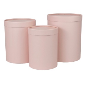 Набор коробок подарочных круглых 3шт., D20,5*H25,5см, розовый в интернет-магазине флористических аксессуаров Азалия Декор