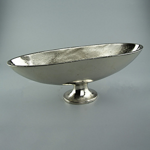 Блюдо на ножке (металл), 36х11xH11см, серебряный в интернет-магазине флористических аксессуаров Азалия Декор