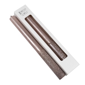 Набор столовых свечей с глиттером 2шт., H25xD2см, розовый в интернет-магазине флористических аксессуаров Азалия Декор